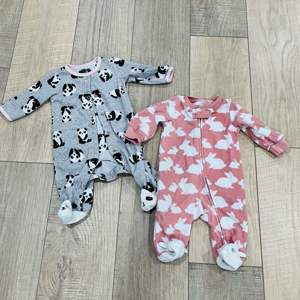 Cute Panda and Rabbit Footie PJs